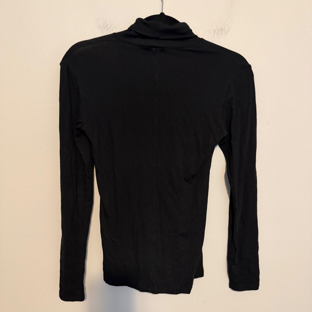 Cuyana Turtleneck long sleeve shirt XS cotton black minimalist classic preppy - Picture 5 of 5